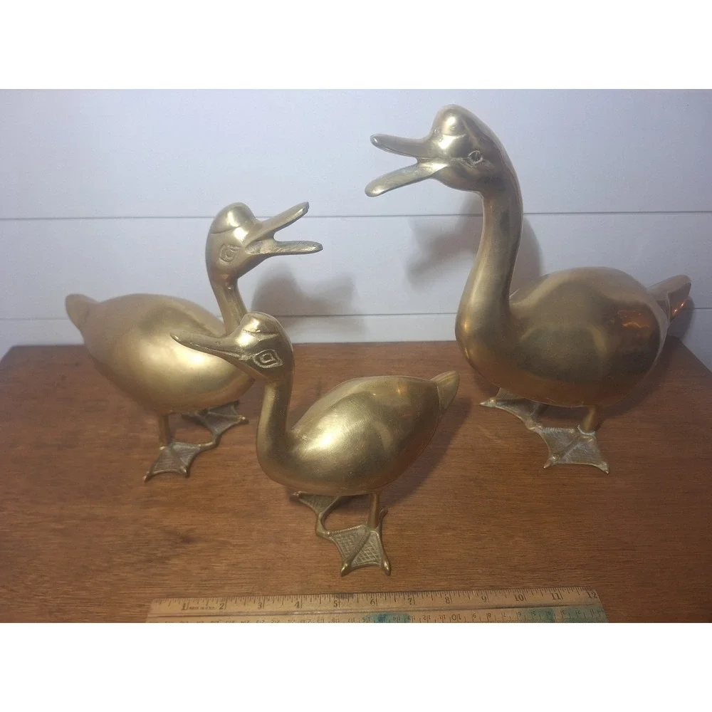 Vintage large brass duck/ geese figurines